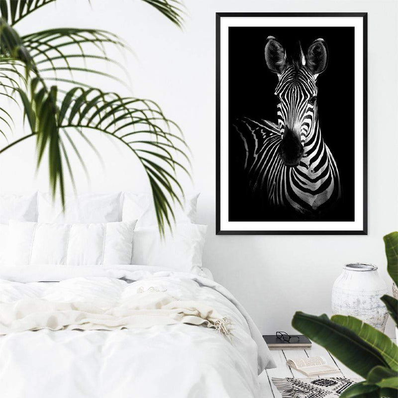 Zebra-The Paper Tree-africa,african,animal,black,black & white,horse,minimalist,monochrome,portrait,premium art print,scandi,wall art,Wall_Art,Wall_Art_Prints,zebra