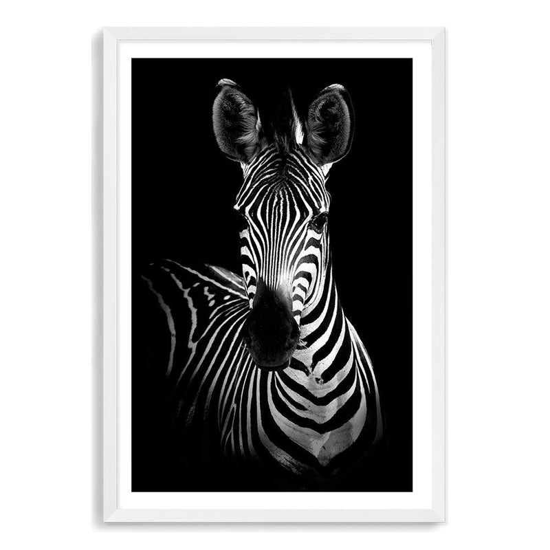 Zebra-The Paper Tree-africa,african,animal,black,black & white,horse,minimalist,monochrome,portrait,premium art print,scandi,wall art,Wall_Art,Wall_Art_Prints,zebra