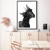 Black Horses Mane-The Paper Tree-animal,black,black & white,horse,minimalist,monochrome,moroccan,morocco,portait,premium art print,scandi,stallion,wall art,Wall_Art,Wall_Art_Prints