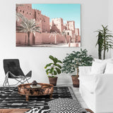 Moroccan Palace-The Paper Tree-Art_Prints,Artwork,blue,boho,burnt orange,desert,DESERT PALACE,Designer,horizon,landscape,moroccan,morocco,orange,PALACE,pastel,pink,premium art print,tan,wall art,Wall_Art,Wall_Art_Prints