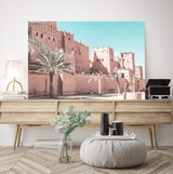 Moroccan Palace-The Paper Tree-Art_Prints,Artwork,blue,boho,burnt orange,desert,DESERT PALACE,Designer,horizon,landscape,moroccan,morocco,orange,PALACE,pastel,pink,premium art print,tan,wall art,Wall_Art,Wall_Art_Prints