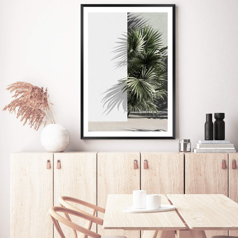 Palms Edge-The Paper Tree-abstract,america,architecture,boho,building,green,hamptons,lines,minimalist,palm frond,palm springs,plam,plam tree,portrait,premium art print,retro,scandi,vintage,wall art,Wall_Art,Wall_Art_Prints,white