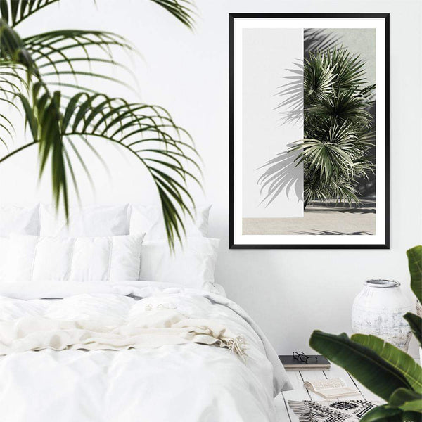 Palms Edge-The Paper Tree-abstract,america,architecture,boho,building,green,hamptons,lines,minimalist,palm frond,palm springs,plam,plam tree,portrait,premium art print,retro,scandi,vintage,wall art,Wall_Art,Wall_Art_Prints,white