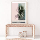 Palms Edge II-The Paper Tree-abstract,america,architecture,boho,building,coastal,green,lines,minimalist,palm frond,palm springs,pink,plam,plam tree,portrait,premium art print,retro,scandi,vintage,wall art,Wall_Art,Wall_Art_Prints