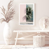 Palms Edge II-The Paper Tree-abstract,america,architecture,boho,building,coastal,green,lines,minimalist,palm frond,palm springs,pink,plam,plam tree,portrait,premium art print,retro,scandi,vintage,wall art,Wall_Art,Wall_Art_Prints