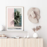 Palms Edge II-The Paper Tree-abstract,america,architecture,boho,building,coastal,green,lines,minimalist,palm frond,palm springs,pink,plam,plam tree,portrait,premium art print,retro,scandi,vintage,wall art,Wall_Art,Wall_Art_Prints