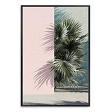 Palms Edge II-The Paper Tree-abstract,america,architecture,boho,building,coastal,green,lines,minimalist,palm frond,palm springs,pink,plam,plam tree,portrait,premium art print,retro,scandi,vintage,wall art,Wall_Art,Wall_Art_Prints