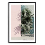 Palms Edge II-The Paper Tree-abstract,america,architecture,boho,building,coastal,green,lines,minimalist,palm frond,palm springs,pink,plam,plam tree,portrait,premium art print,retro,scandi,vintage,wall art,Wall_Art,Wall_Art_Prints