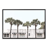 Palms On The Strip-The Paper Tree-ARCHITECTURE,blue,boho,DESIGNER,hamptons,landscape,MIAMI,OLD BUILDING,PALM,PALM TREE,PALMS,premium art print,Vintage,vintage wall art,wall art,Wall_Art,Wall_Art_Prints,white