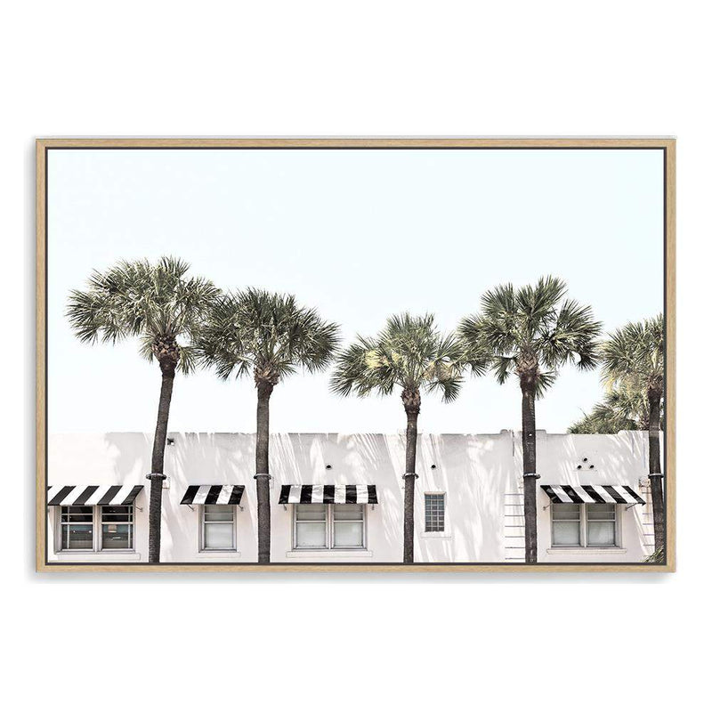 Palms On The Strip-The Paper Tree-ARCHITECTURE,blue,boho,DESIGNER,hamptons,landscape,MIAMI,OLD BUILDING,PALM,PALM TREE,PALMS,premium art print,Vintage,vintage wall art,wall art,Wall_Art,Wall_Art_Prints,white