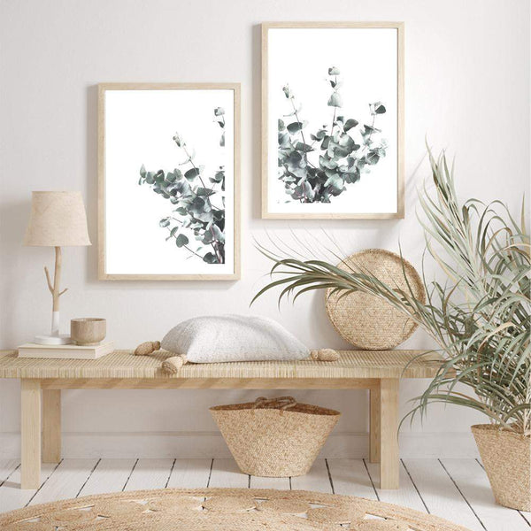 Set of 2 - Eucalyptus Leaves  & No.2-The Paper Tree-australian native,botanical,coastal,eucalyptus,eucalyptus leaves,Floral,gift,hamptons,leaf,leaves,native,portrait,premium art print,wall art,Wall_Art,Wall_Art_Prints