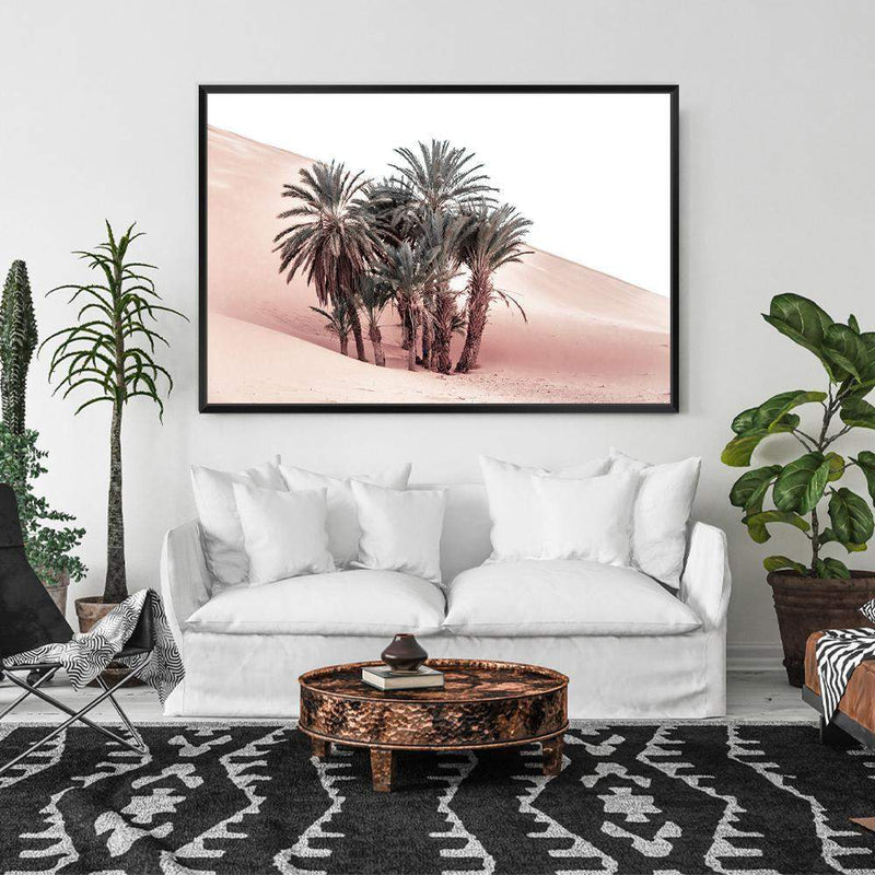 Desert Palms-The Paper Tree-boho,date palm,desert,landscape,moroccan,morocco,nature,orange,palm,palms,pastel,pink,plam trees,premium art print,TAN,wall art,Wall_Art,Wall_Art_Prints