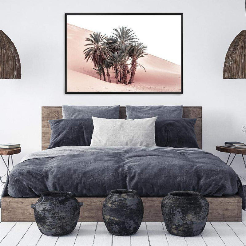 Desert Palms-The Paper Tree-boho,date palm,desert,landscape,moroccan,morocco,nature,orange,palm,palms,pastel,pink,plam trees,premium art print,TAN,wall art,Wall_Art,Wall_Art_Prints