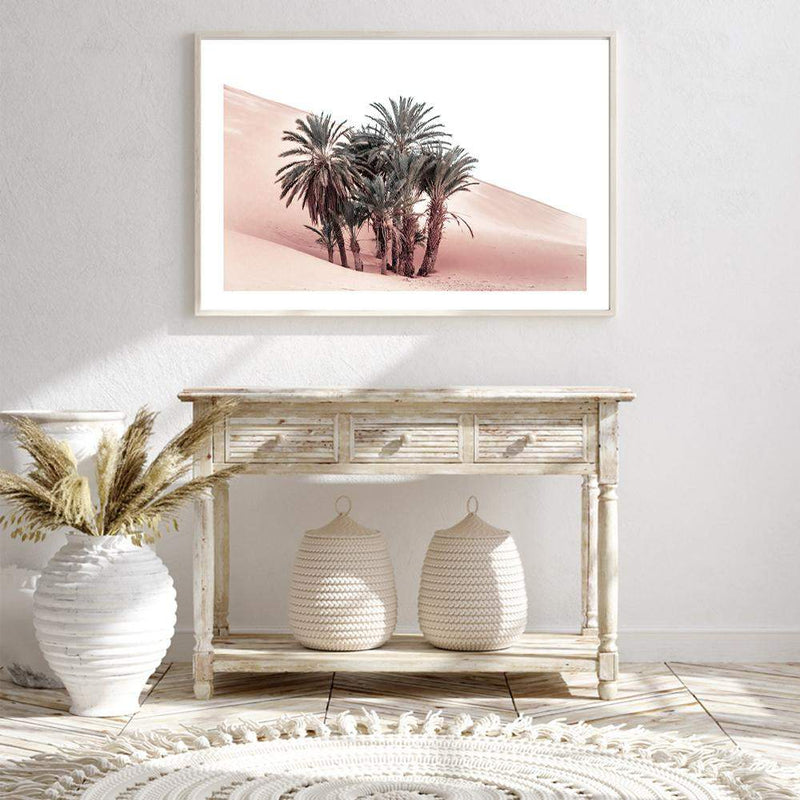 Desert Palms-The Paper Tree-boho,date palm,desert,landscape,moroccan,morocco,nature,orange,palm,palms,pastel,pink,plam trees,premium art print,TAN,wall art,Wall_Art,Wall_Art_Prints