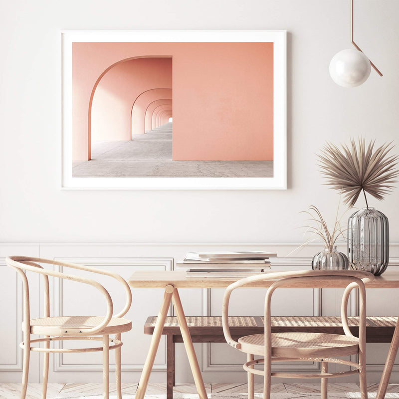 Boho Arch-The Paper Tree-abstract,arch,architecture,bohemian,boho,landscape,lines,minimalist,orange,pastel,premium art print,terracotta,tunnle,wall art,Wall_Art,Wall_Art_Prints