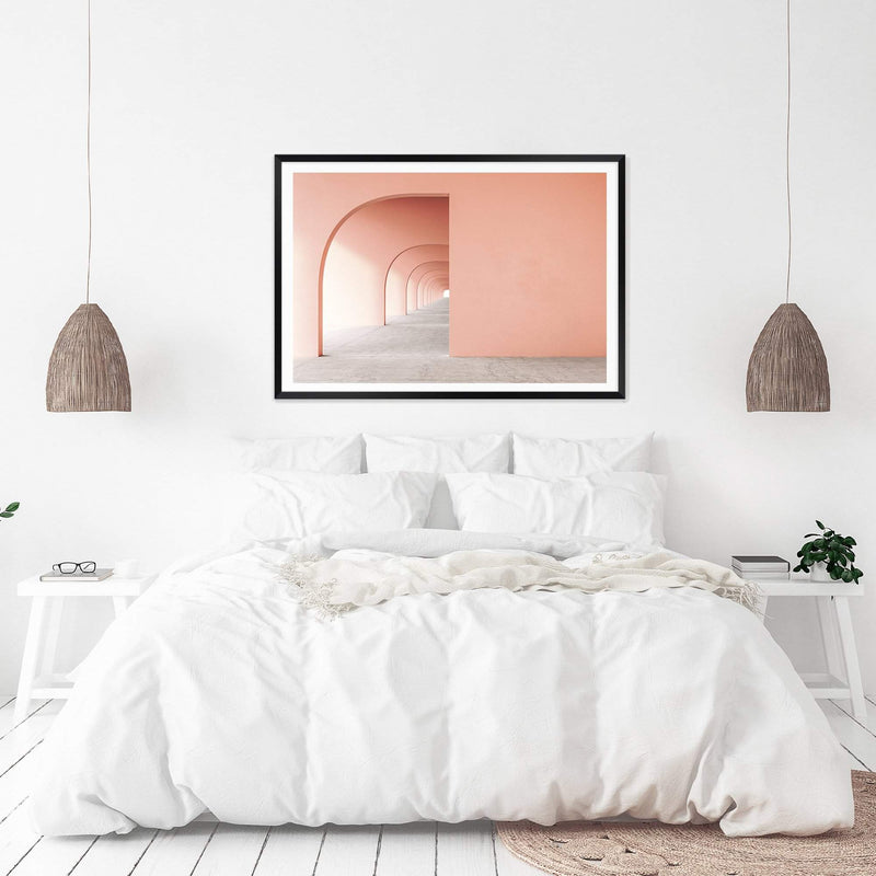 Boho Arch-The Paper Tree-abstract,arch,architecture,bohemian,boho,landscape,lines,minimalist,orange,pastel,premium art print,terracotta,tunnle,wall art,Wall_Art,Wall_Art_Prints