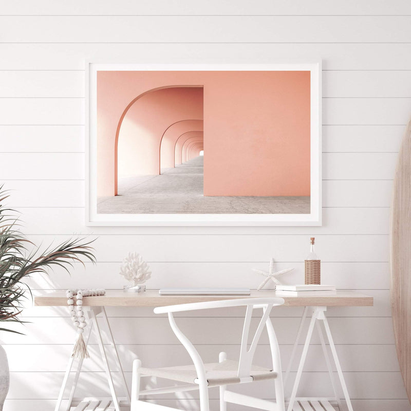 Boho Arch-The Paper Tree-abstract,arch,architecture,bohemian,boho,landscape,lines,minimalist,orange,pastel,premium art print,terracotta,tunnle,wall art,Wall_Art,Wall_Art_Prints