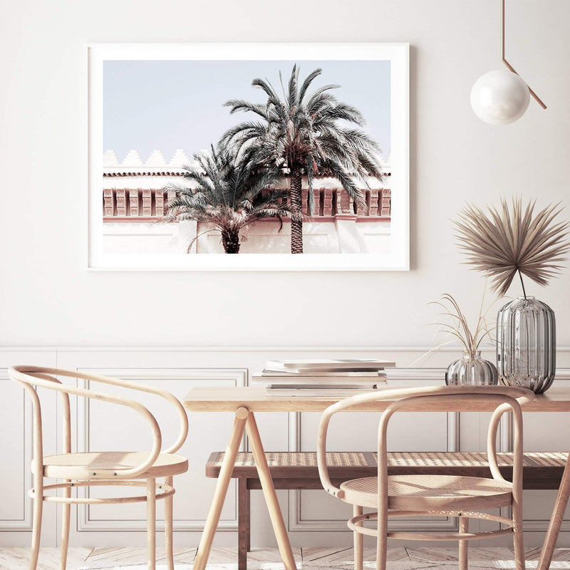 Moroccan Palms-The Paper Tree-architecture,boho,green,landscape,moroccan,morocco,neutral,palm,palm tree,palms,premium art print,wall art,Wall_Art,Wall_Art_Prints,yellow