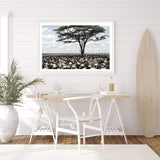 Plains Of Africa-The Paper Tree-africa,african,african animals,african tree,animals,herd,landscape,muted tone,nature,plains,premium art print,tree,wall art,Wall_Art,Wall_Art_Prints