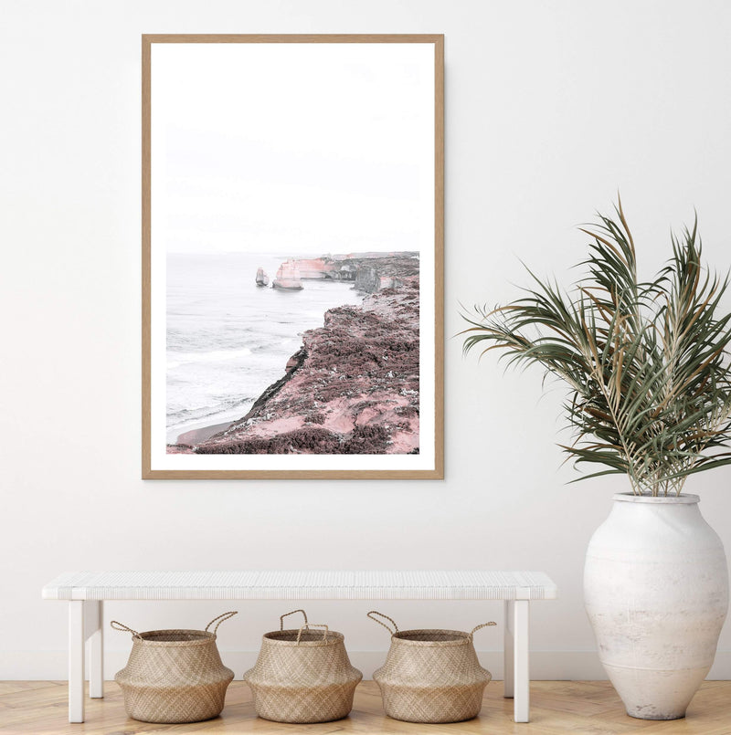 Set of 2 - The Great Ocean Road  & No.2-The Paper Tree-Artwork,australian coastline,australian landscape,australian seascape,boho,coastal,gift,great ocean road,hamptons,landscape,muted tone,neutral,ocean,ocean road,pastel,pastel pink,pink,pink beach,portrait,premium art print,rock formation,rocks,seascape,the great ocean road,wall art,Wall_Art,Wall_Art_Prints