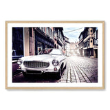 Vintage Village Laneway-The Paper Tree-architecture,building,car,coblestone,landscape,old,old card,premium art print,retro,road,street,town,village,vintage,wall art,Wall_Art,Wall_Art_Prints