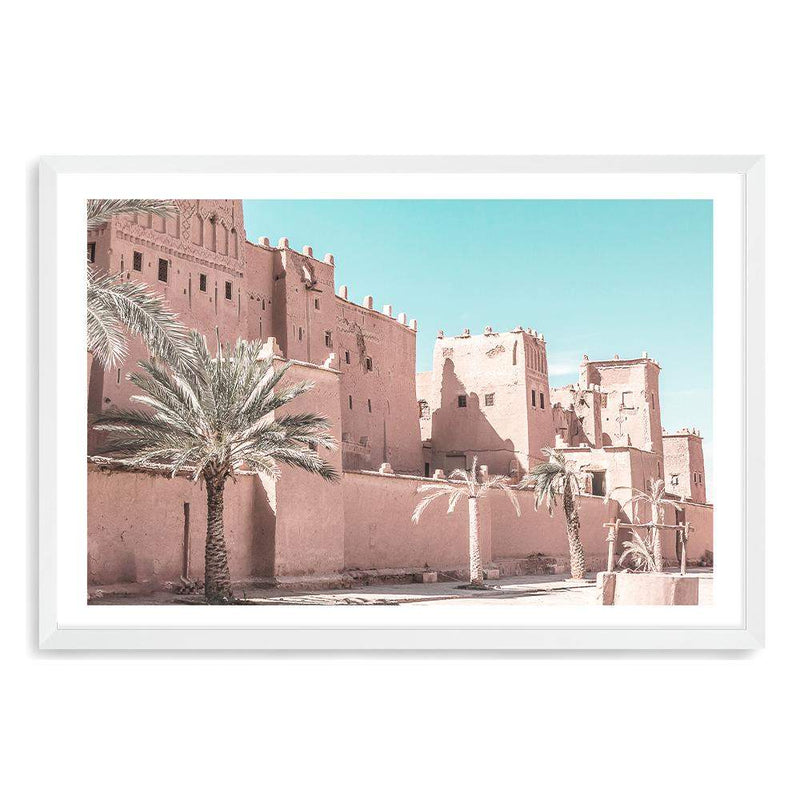 Moroccan Palace-The Paper Tree-Art_Prints,Artwork,blue,boho,burnt orange,desert,DESERT PALACE,Designer,horizon,landscape,moroccan,morocco,orange,PALACE,pastel,pink,premium art print,tan,wall art,Wall_Art,Wall_Art_Prints