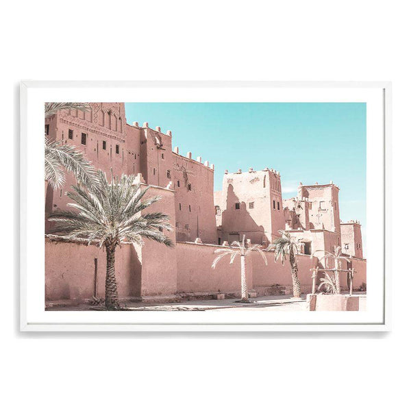 Moroccan Palace-The Paper Tree-Art_Prints,Artwork,blue,boho,burnt orange,desert,DESERT PALACE,Designer,horizon,landscape,moroccan,morocco,orange,PALACE,pastel,pink,premium art print,tan,wall art,Wall_Art,Wall_Art_Prints