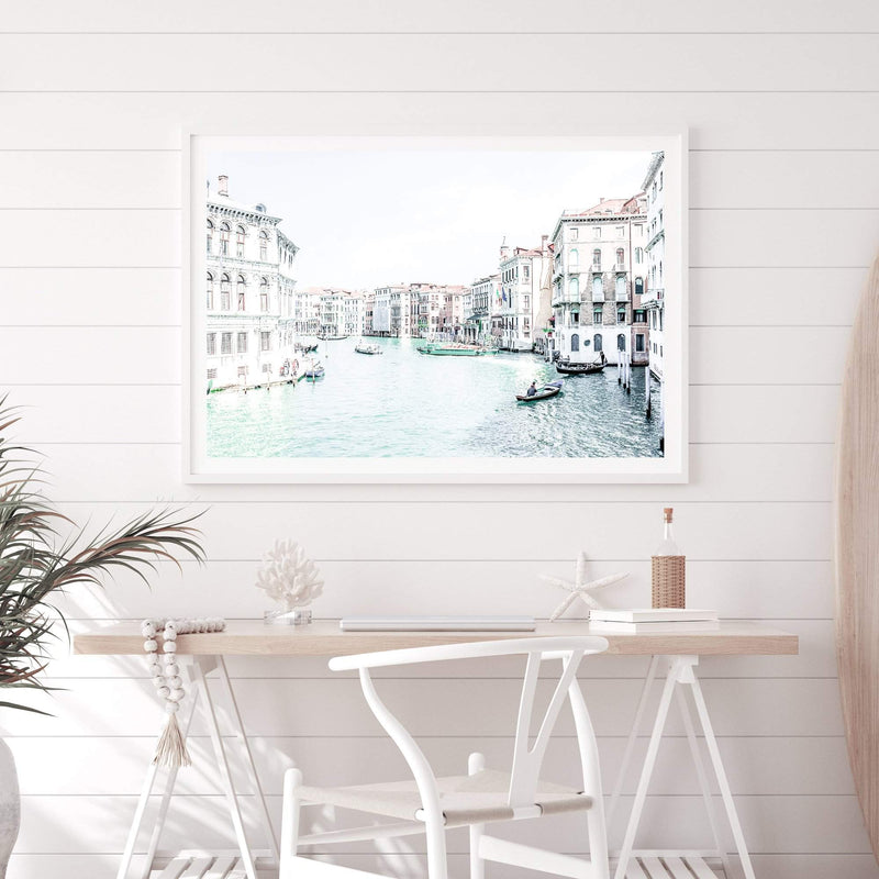 Venice Canals II-The Paper Tree-architecture,boat,building,canal,hamptons,italy,landscape,premium art print,travel,venice,wall art,Wall_Art,Wall_Art_Prints,water