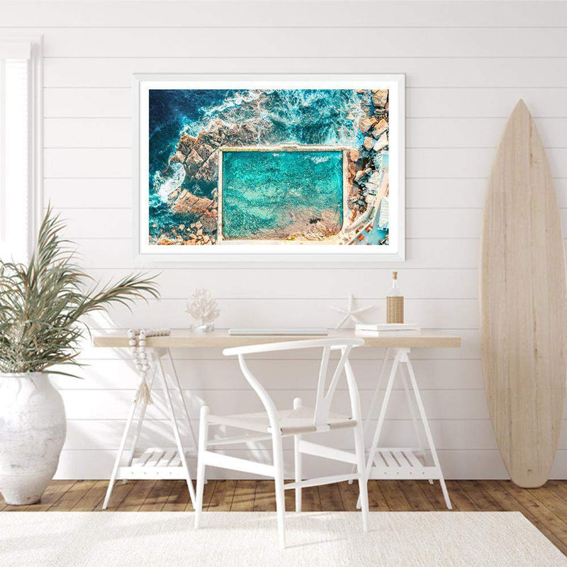 Ocean Pool II-The Paper Tree-aerial,australia,australian,australian beach,australiana,beach,blue,coast,coastal,hamptons,landscape,ocean,ocean pool,premium art print,rock pool,rocks,sydney,sydney beach,teal,wall art,Wall_Art,Wall_Art_Prints,water