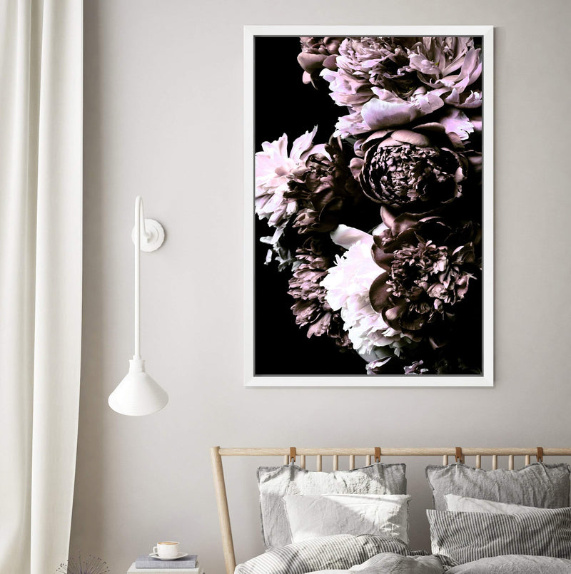 Shaded Florals-The Paper Tree-black,blooms,dark blooms,Designer Floral wall art,Designer Floral Wall art print,Designer Floral Wall Print,dusty pink,Floral,flower,peonies,peonies wall print,portrait,premium art print,PURPLE,wall art,Wall_Art,Wall_Art_Prints