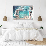 Ocean Pool-The Paper Tree-aerial,australia,australian,australian beach,australiana,beach,blue,coast,coastal,hamptons,landscape,muted tone,ocean,ocean pool,premium art print,rock pool,rocks,sydney,sydney beach,teal,wall art,Wall_Art,Wall_Art_Prints,water