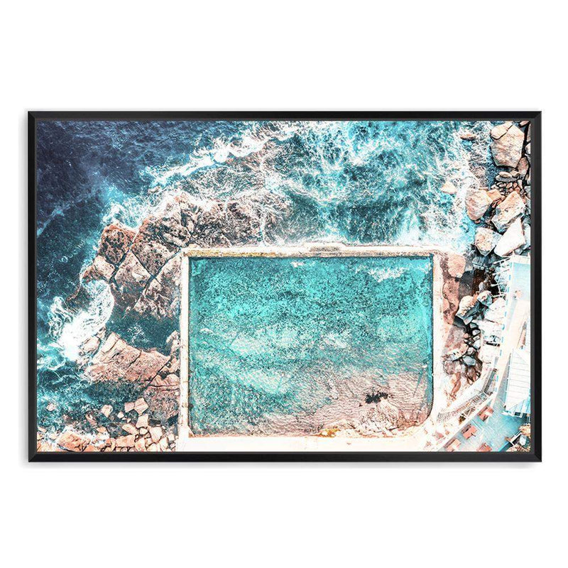 Ocean Pool-The Paper Tree-aerial,australia,australian,australian beach,australiana,beach,blue,coast,coastal,hamptons,landscape,muted tone,ocean,ocean pool,premium art print,rock pool,rocks,sydney,sydney beach,teal,wall art,Wall_Art,Wall_Art_Prints,water