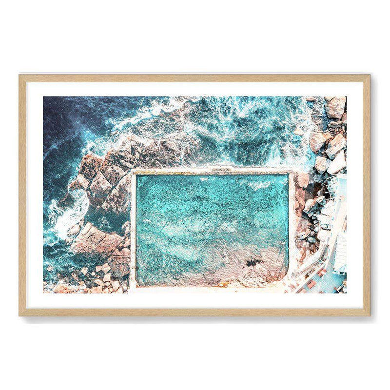 Ocean Pool-The Paper Tree-aerial,australia,australian,australian beach,australiana,beach,blue,coast,coastal,hamptons,landscape,muted tone,ocean,ocean pool,premium art print,rock pool,rocks,sydney,sydney beach,teal,wall art,Wall_Art,Wall_Art_Prints,water