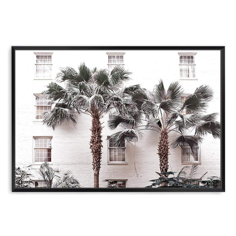 The White Palm Hotel-The Paper Tree-architecture,botanical,coastal,designer,hamptons,hotel,landscape,muted tone,neutral,palm,palm tree,premium art print,resort,wall art,Wall_Art,Wall_Art_Prints,white,white building