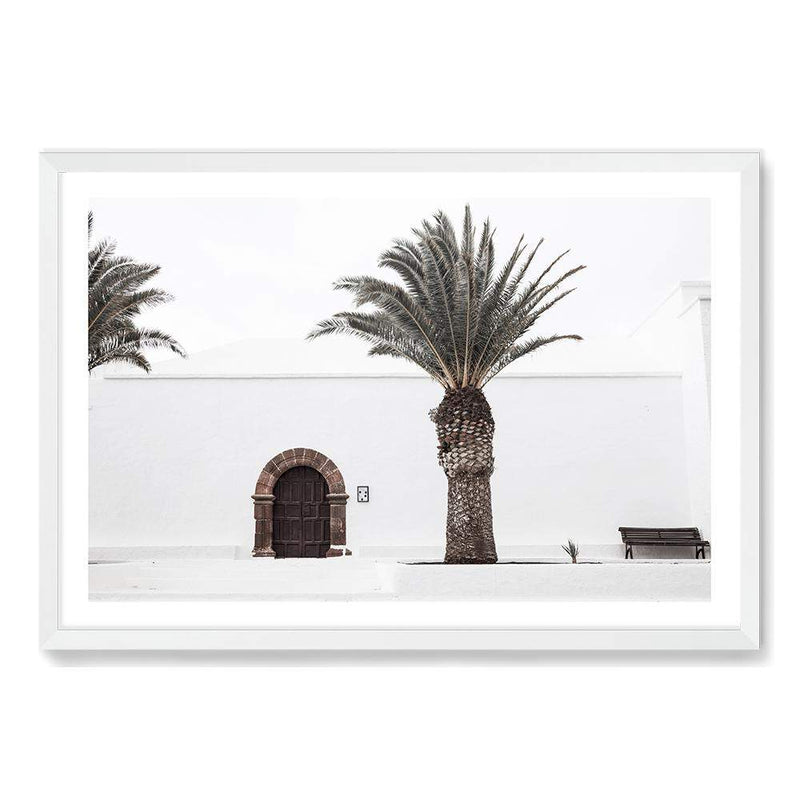 The Spanish Church-The Paper Tree-architecture,boho,building,church,hamptons,landscape,neutral,old building,palm,palm tree,premium art print,spain,spanish,travel,wall art,Wall_Art,Wall_Art_Prints,white