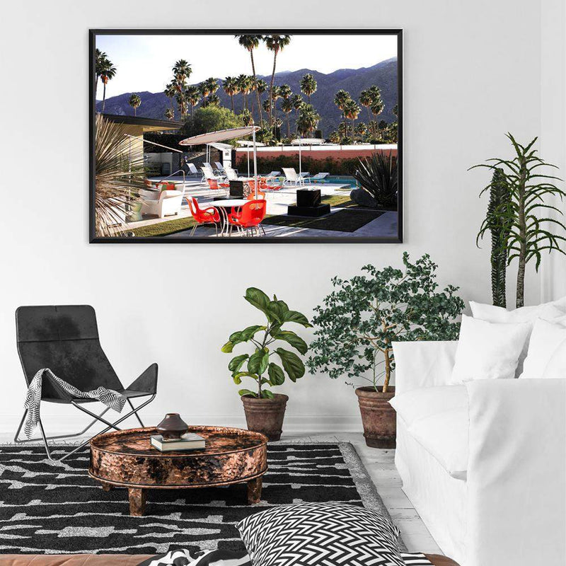 Palm Springs Resort-The Paper Tree-architecture,building,hotel,motel,muted tone,palm,palm springs,palm tree,pool,premium art print,resort,retro,slim Aarons,spa,vintage,wall art,Wall_Art,Wall_Art_Prints