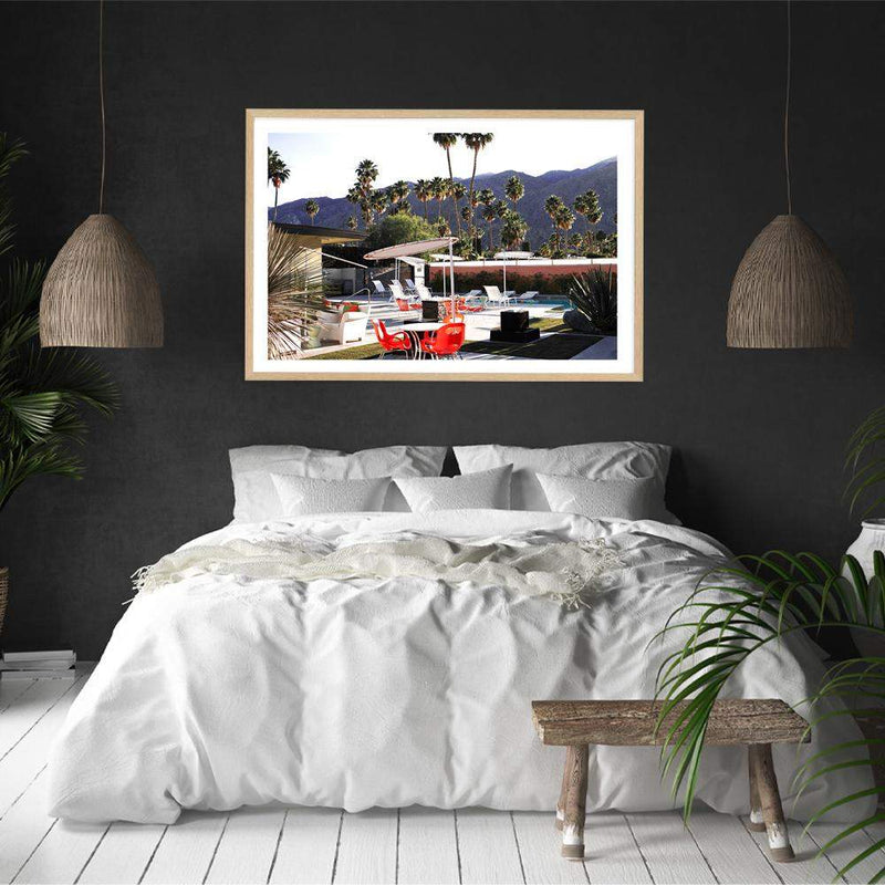 Palm Springs Resort-The Paper Tree-architecture,building,hotel,motel,muted tone,palm,palm springs,palm tree,pool,premium art print,resort,retro,slim Aarons,spa,vintage,wall art,Wall_Art,Wall_Art_Prints