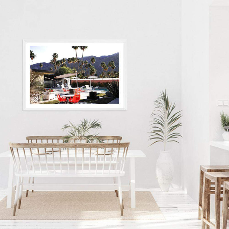 Palm Springs Resort-The Paper Tree-architecture,building,hotel,motel,muted tone,palm,palm springs,palm tree,pool,premium art print,resort,retro,slim Aarons,spa,vintage,wall art,Wall_Art,Wall_Art_Prints