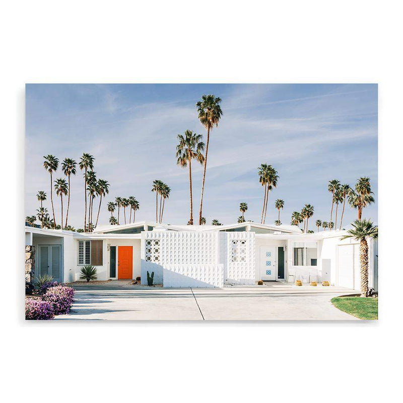 Palm Springs House-The Paper Tree-america,architecture,blue,building,california,home,house,landscape,mid centrury,palm,palm springs,palm tree,premium art print,property,retro,slim aarons,vintage,wall art,Wall_Art,Wall_Art_Prints,white