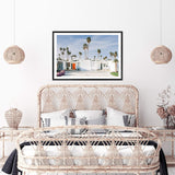 Palm Springs House-The Paper Tree-america,architecture,blue,building,california,home,house,landscape,mid centrury,palm,palm springs,palm tree,premium art print,property,retro,slim aarons,vintage,wall art,Wall_Art,Wall_Art_Prints,white