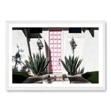 Palm Springs Pink Door-The Paper Tree-architecture,building,cactus,california,home,house,mid centrury,palm,palm springs,palm tree,pink,pink door,premium art print,property,retro,slim aarons,succulent,vintage,wall art,Wall_Art,Wall_Art_Prints,white