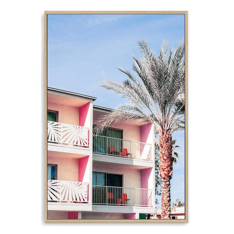 Palm Springs Hotel-The Paper Tree-america,architecture,blue,building,california,colourful,hotel,house,mid century,midcentury,motel,palm,palm springs,pink,portrait,premium art print,property,resort,retro,slim aarons,wall art,Wall_Art,Wall_Art_Prints,yellow