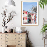 Palm Springs Hotel-The Paper Tree-america,architecture,blue,building,california,colourful,hotel,house,mid century,midcentury,motel,palm,palm springs,pink,portrait,premium art print,property,resort,retro,slim aarons,wall art,Wall_Art,Wall_Art_Prints,yellow