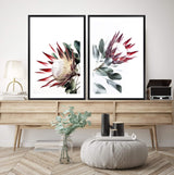 Set of 2 - Red King Protea  & No.2-The Paper Tree-Artwork,Floral,floral art print,floral art prints,floral artwork,floral print,flower,flower print,flower print sets,flowers,portrait,premium art print,protea,protea flower,protea flowers,protea print,red,red flower,red protea,red protea flower,wall art,Wall_Art,Wall_Art_Prints,wild flower,wild flowers