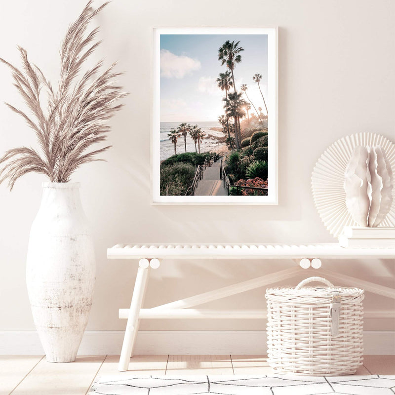 Beach Side Palm Springs-The Paper Tree-beach,blue,california,coast,coastal,coastline,green,hamptons,hotel,mid century,midcentury,motel,palm,palm springs,palm trees,portrait,premium art print,resort,retro,slim aarons,wall art,Wall_Art,Wall_Art_Prints,yellow