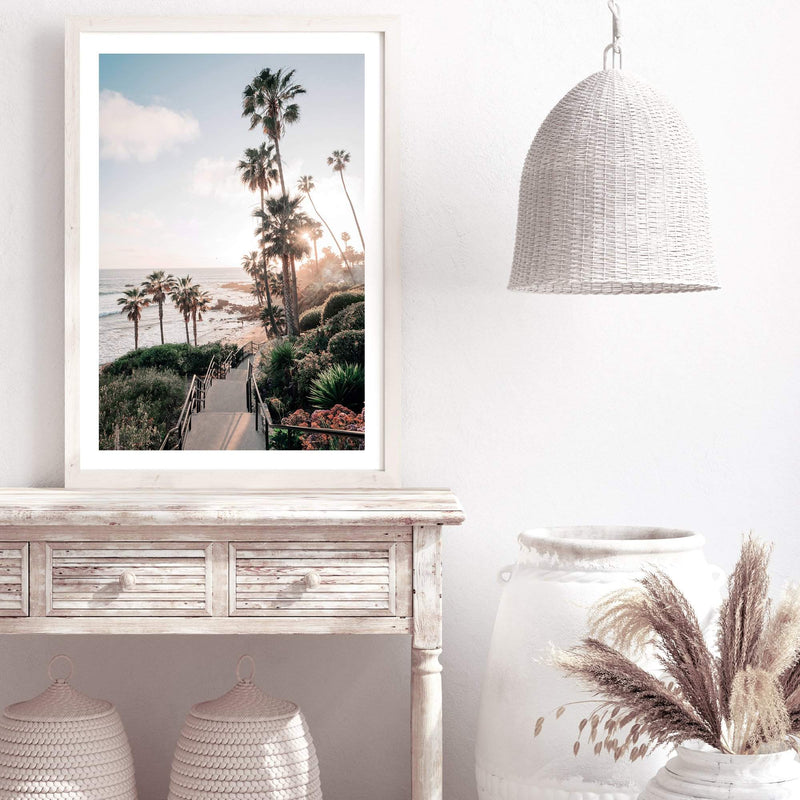 Beach Side Palm Springs-The Paper Tree-beach,blue,california,coast,coastal,coastline,green,hamptons,hotel,mid century,midcentury,motel,palm,palm springs,palm trees,portrait,premium art print,resort,retro,slim aarons,wall art,Wall_Art,Wall_Art_Prints,yellow