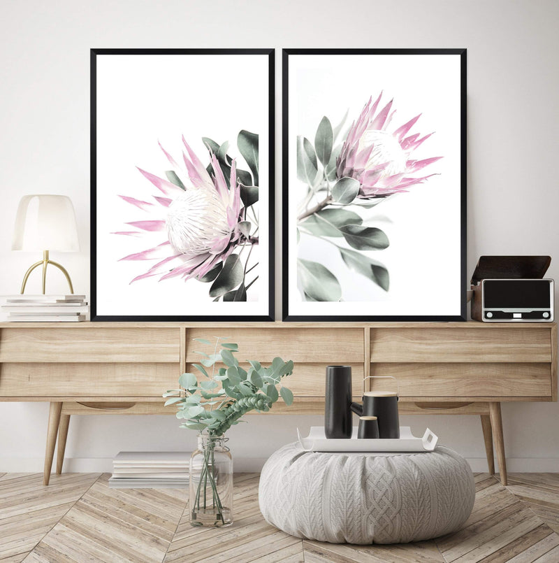 Set of 2 - Pink Protea  & No.2-The Paper Tree-Artwork,Floral,floral print,flower,flower print,flower print sets,flowers,pastel,pastel pink,peonies flower,pink,pink flower,pink protea,pink protea flower,portrait,premium art print,protea,protea artwork,protea flower,protea flowers,protea print,wall art,Wall_Art,Wall_Art_Prints,wild flower,wild flowers