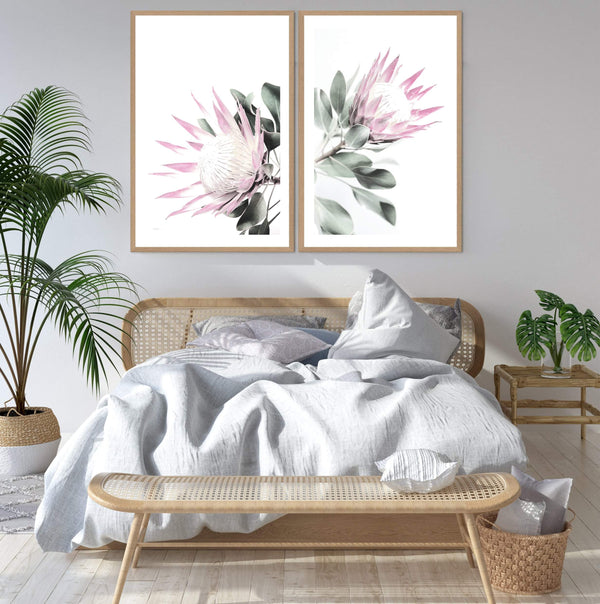 Set of 2 - Pink Protea  & No.2-The Paper Tree-Artwork,Floral,floral print,flower,flower print,flower print sets,flowers,pastel,pastel pink,peonies flower,pink,pink flower,pink protea,pink protea flower,portrait,premium art print,protea,protea artwork,protea flower,protea flowers,protea print,wall art,Wall_Art,Wall_Art_Prints,wild flower,wild flowers