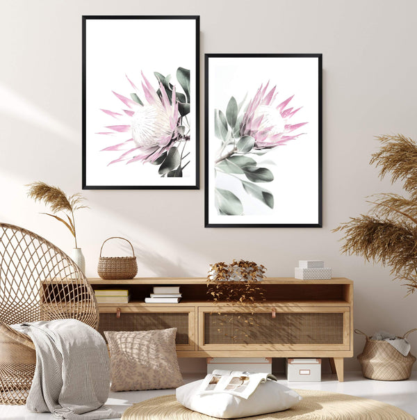 Set of 2 - Pink Protea  & No.2-The Paper Tree-Artwork,Floral,floral print,flower,flower print,flower print sets,flowers,pastel,pastel pink,peonies flower,pink,pink flower,pink protea,pink protea flower,portrait,premium art print,protea,protea artwork,protea flower,protea flowers,protea print,wall art,Wall_Art,Wall_Art_Prints,wild flower,wild flowers