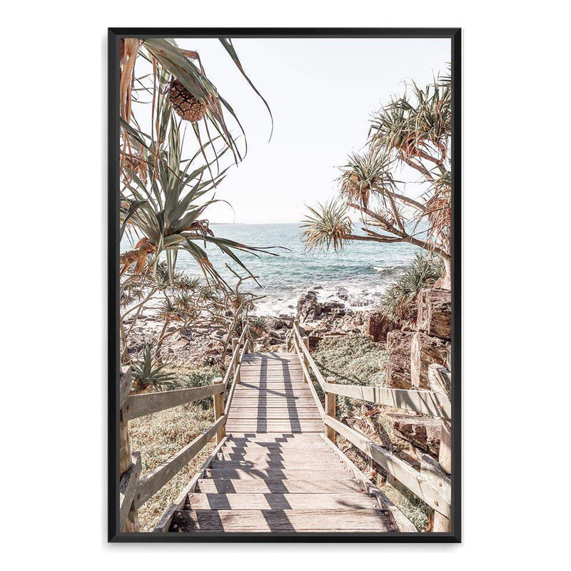 Stairs To The Beach-The Paper Tree-australian beach,beach,beach stairs,boho,coast,coastal,hamptons,musted tone,pandanus,portrait,premium art print,stairs,wall art,Wall_Art,Wall_Art_Prints